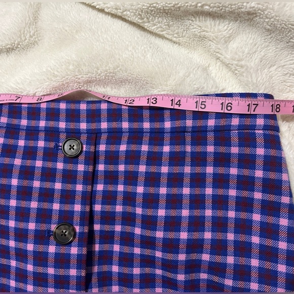 EUC like new size 12 Large J. Crew Purple Plaid Pencil Skirt with buttons. - Picture 10 of 14